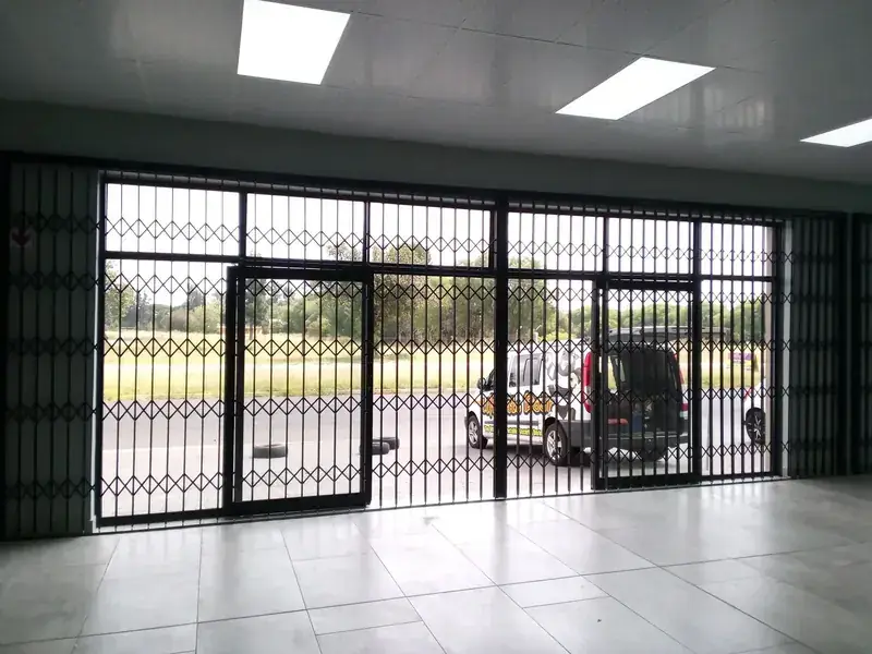 Commercial lobby glass doors with security installation
